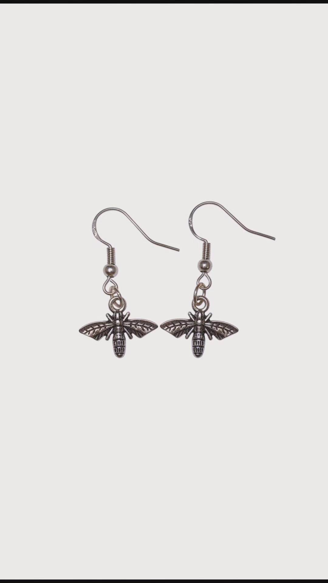 Vintage Antique Silver Bee Dangle Earrings | Nature-Inspired Drop Jewelry
