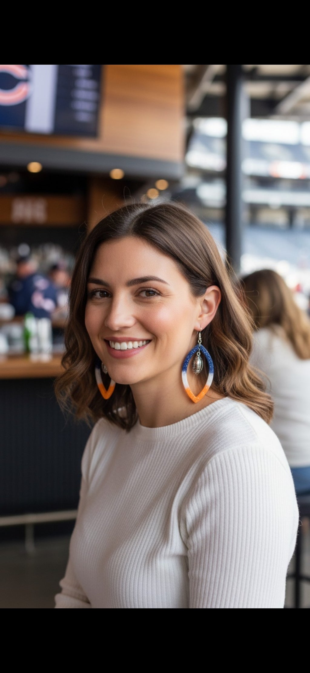 Chicago Football Spirit Resin Earrings | Navy & Orange Game Day Jewelry