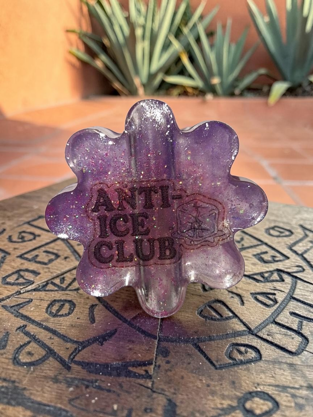 "ICE Out Of Our Neighborhoods" Purple Glitter Straw Topper