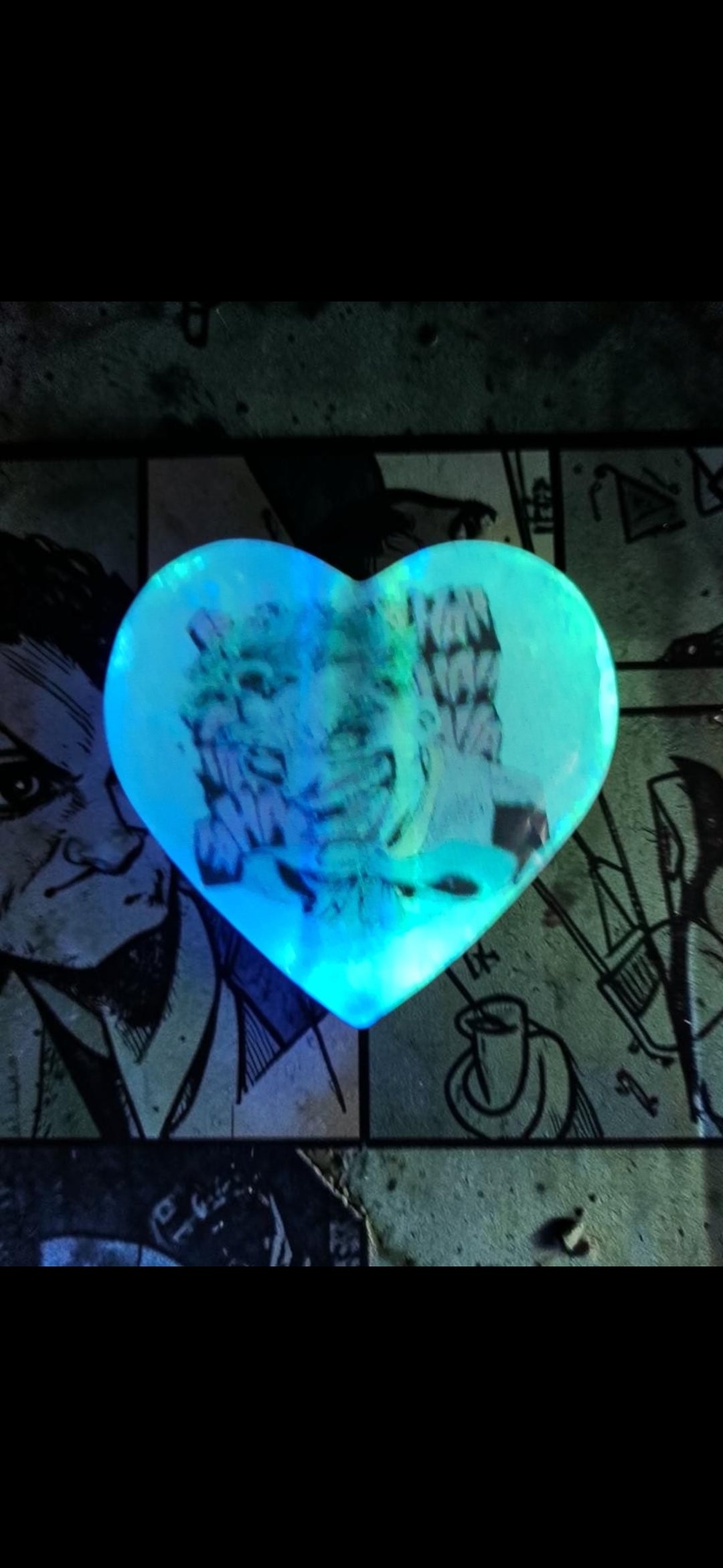 Handmade Joker Resin Straw Topper – Glow in the Dark Heart Tumbler Charm