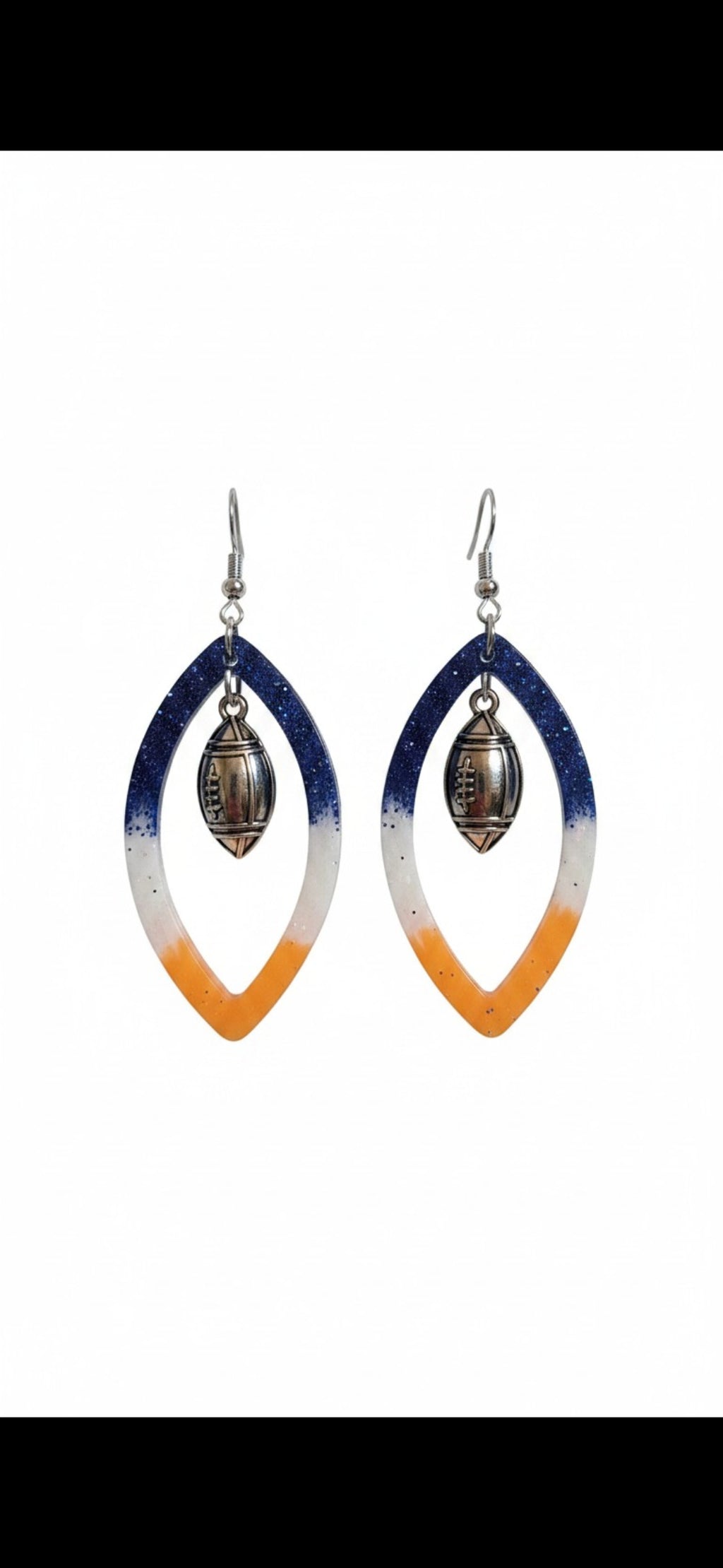 Chicago Football Spirit Resin Earrings | Navy & Orange Game Day Jewelry