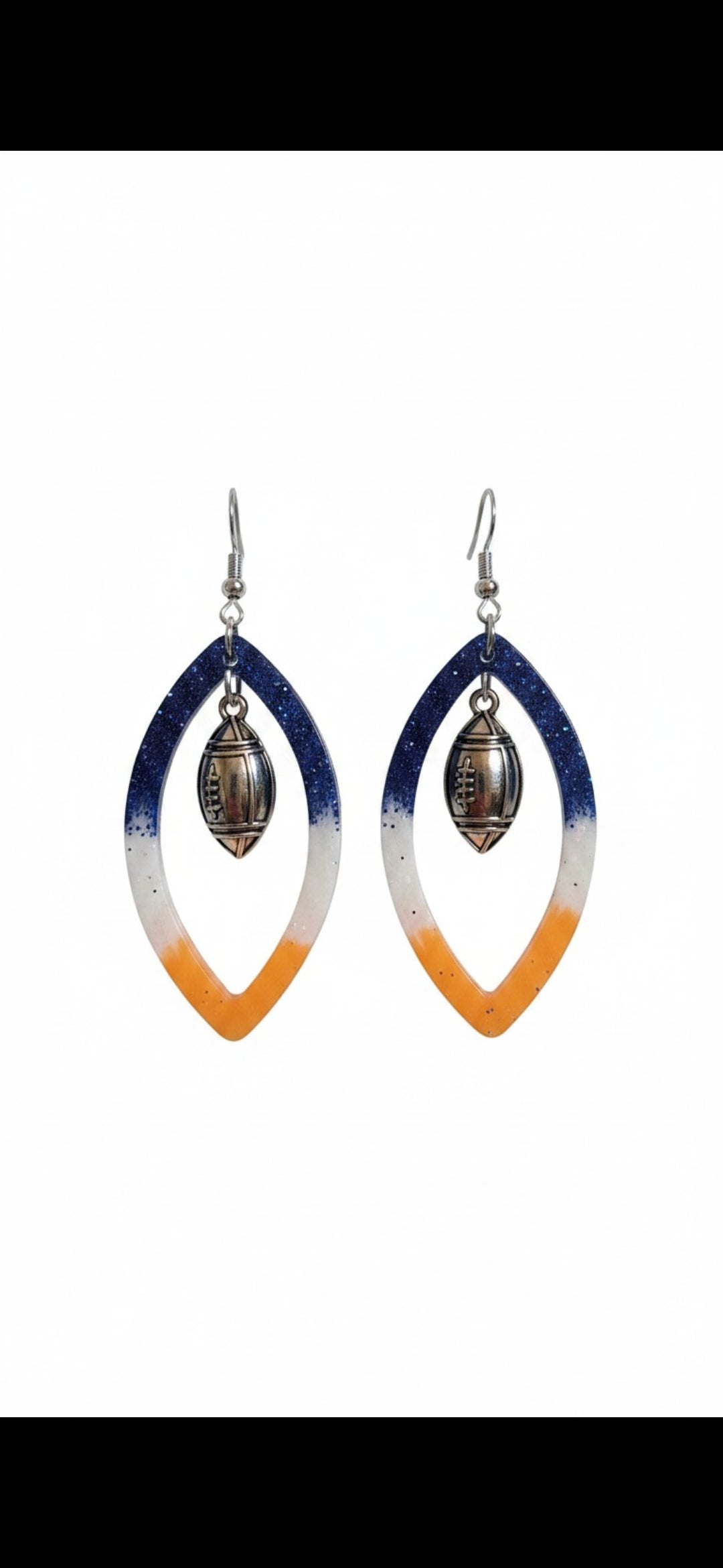 Chicago Football Spirit Resin Earrings | Navy & Orange Game Day Jewelry