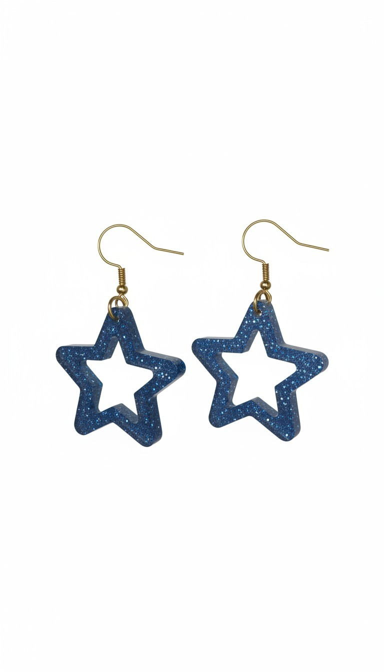 Sparkling Blue Open-Star Resin Dangles
