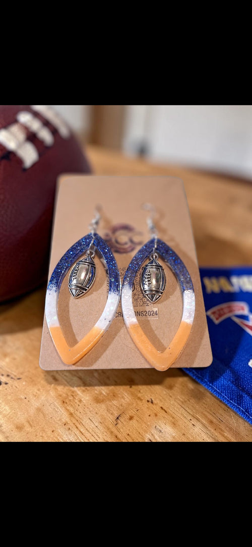 Chicago Football Spirit Resin Earrings | Navy & Orange Game Day Jewelry