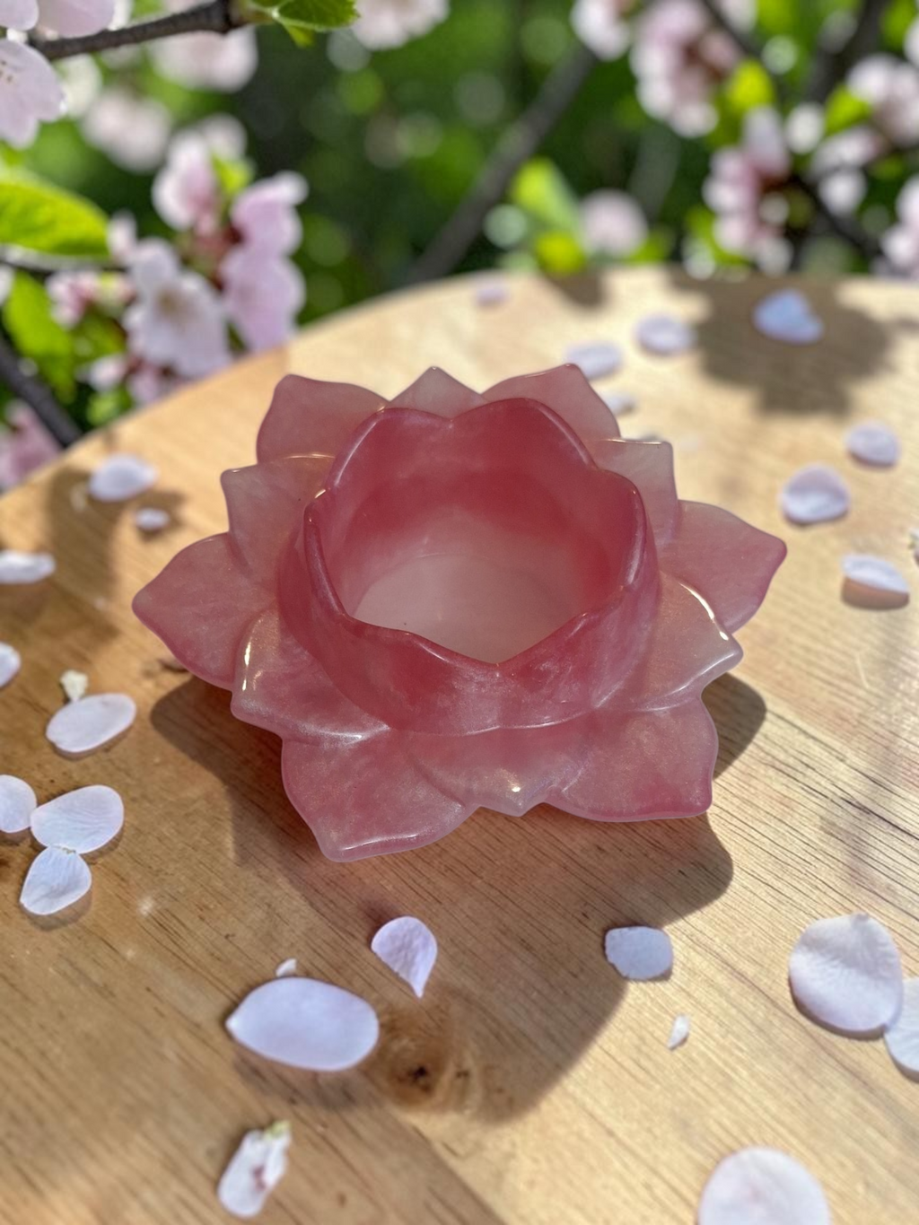 Handcrafted Pink Lotus Flower Resin Candle Holder