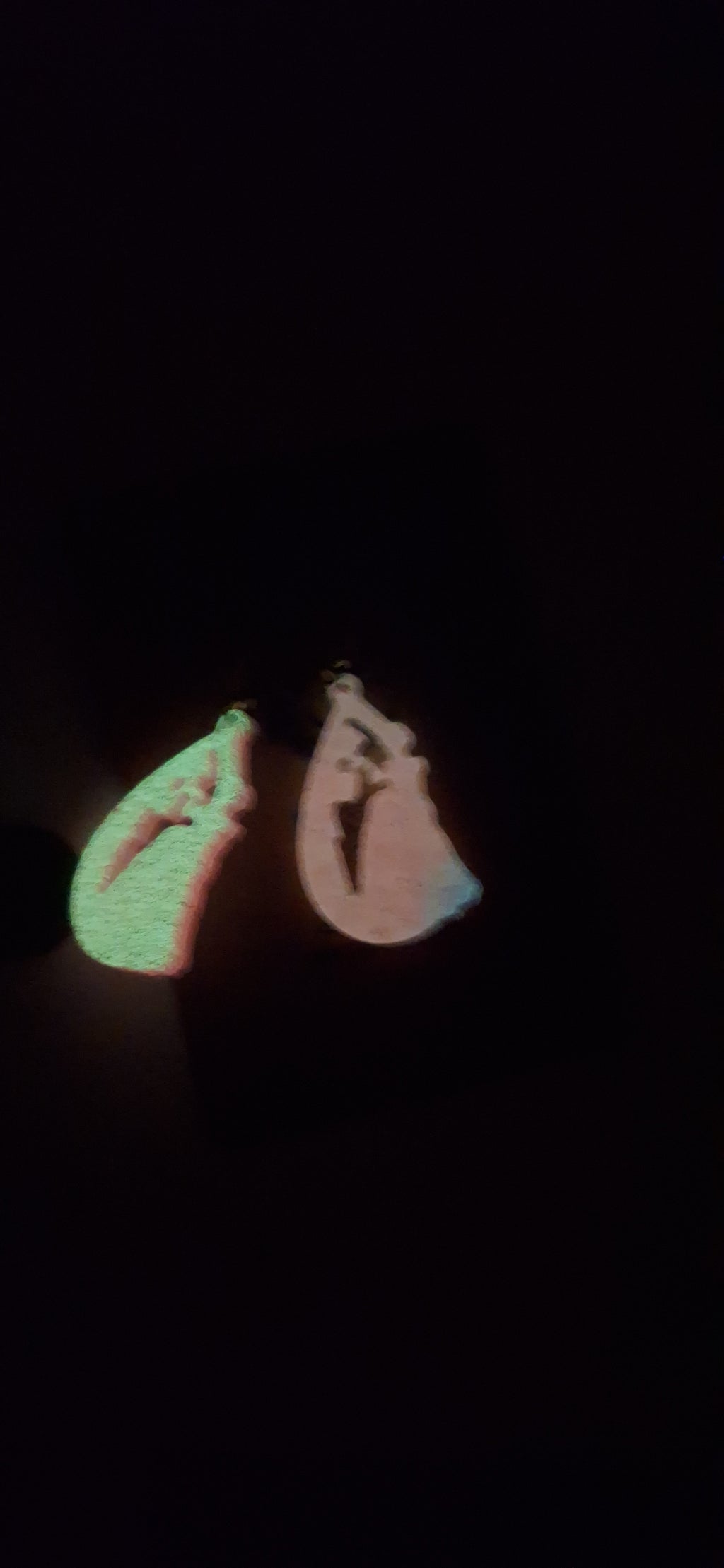 Midnight Romance Teardrop Earrings – Crimson Glitter & Glow-in-the-Dark Silhouette