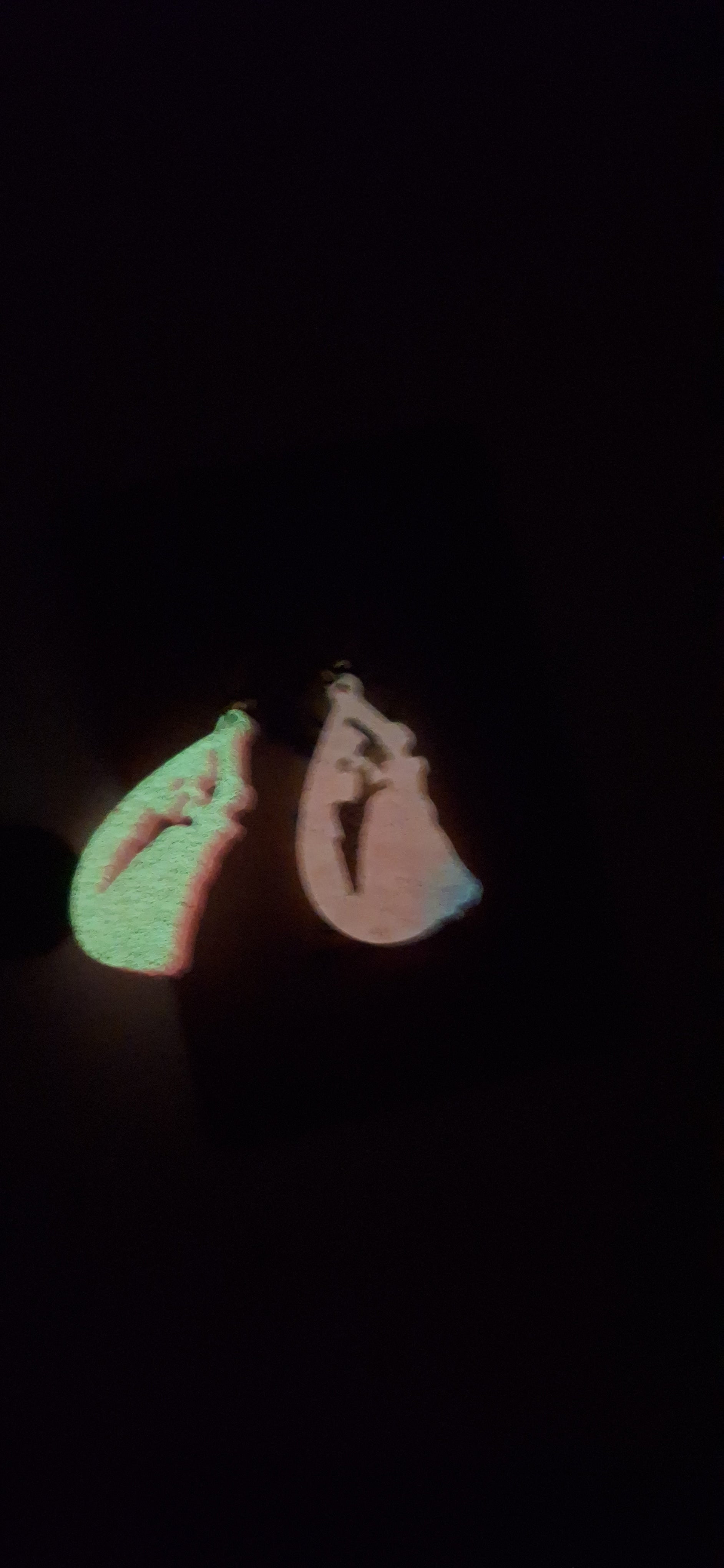 Midnight Romance Teardrop Earrings – Crimson Glitter & Glow-in-the-Dark Silhouette