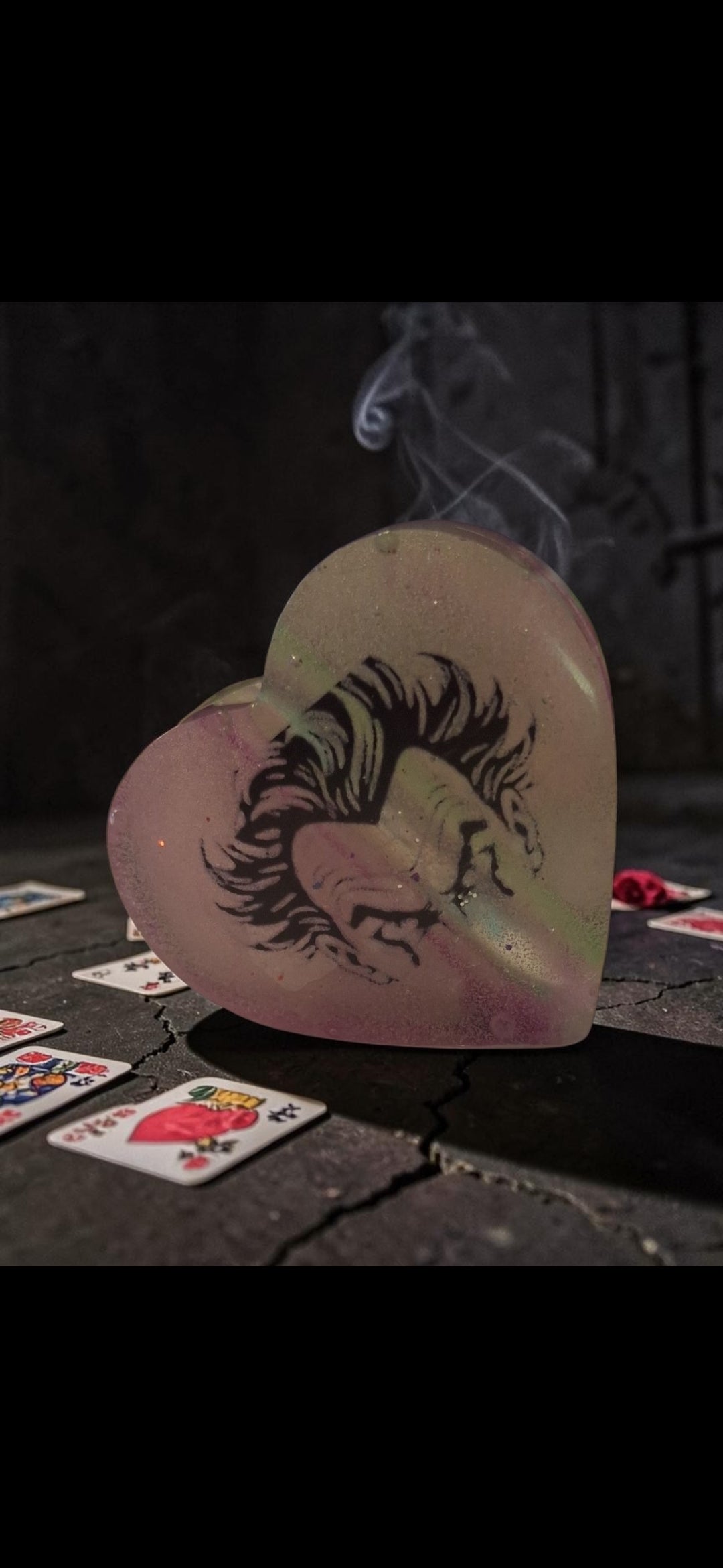 Handmade Joker Resin Straw Topper – Glow in the Dark Heart Tumbler Charm