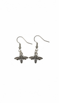 Vintage Antique Silver Bee Dangle Earrings | Nature-Inspired Drop Jewelry
