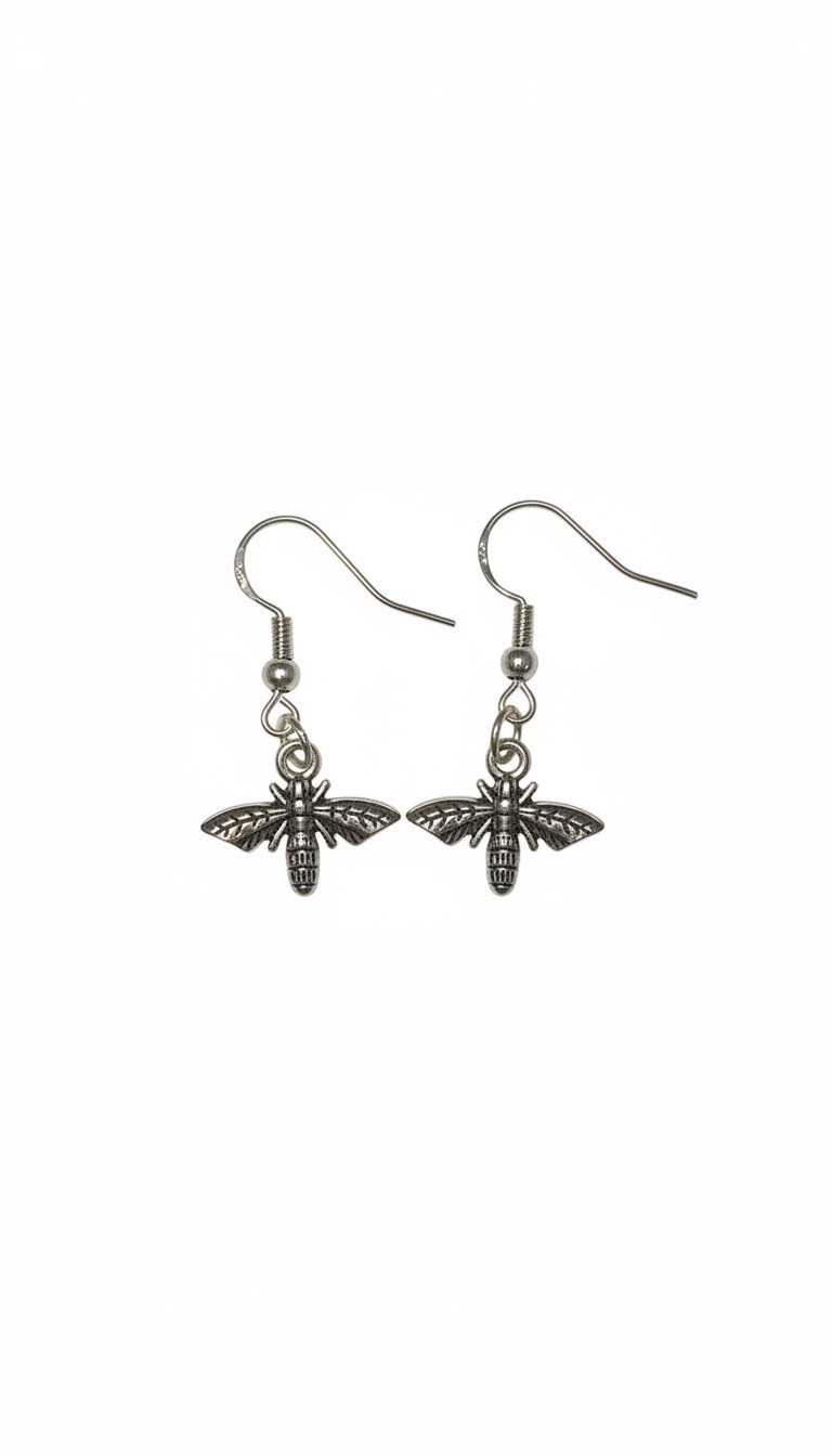 Vintage Antique Silver Bee Dangle Earrings | Nature-Inspired Drop Jewelry