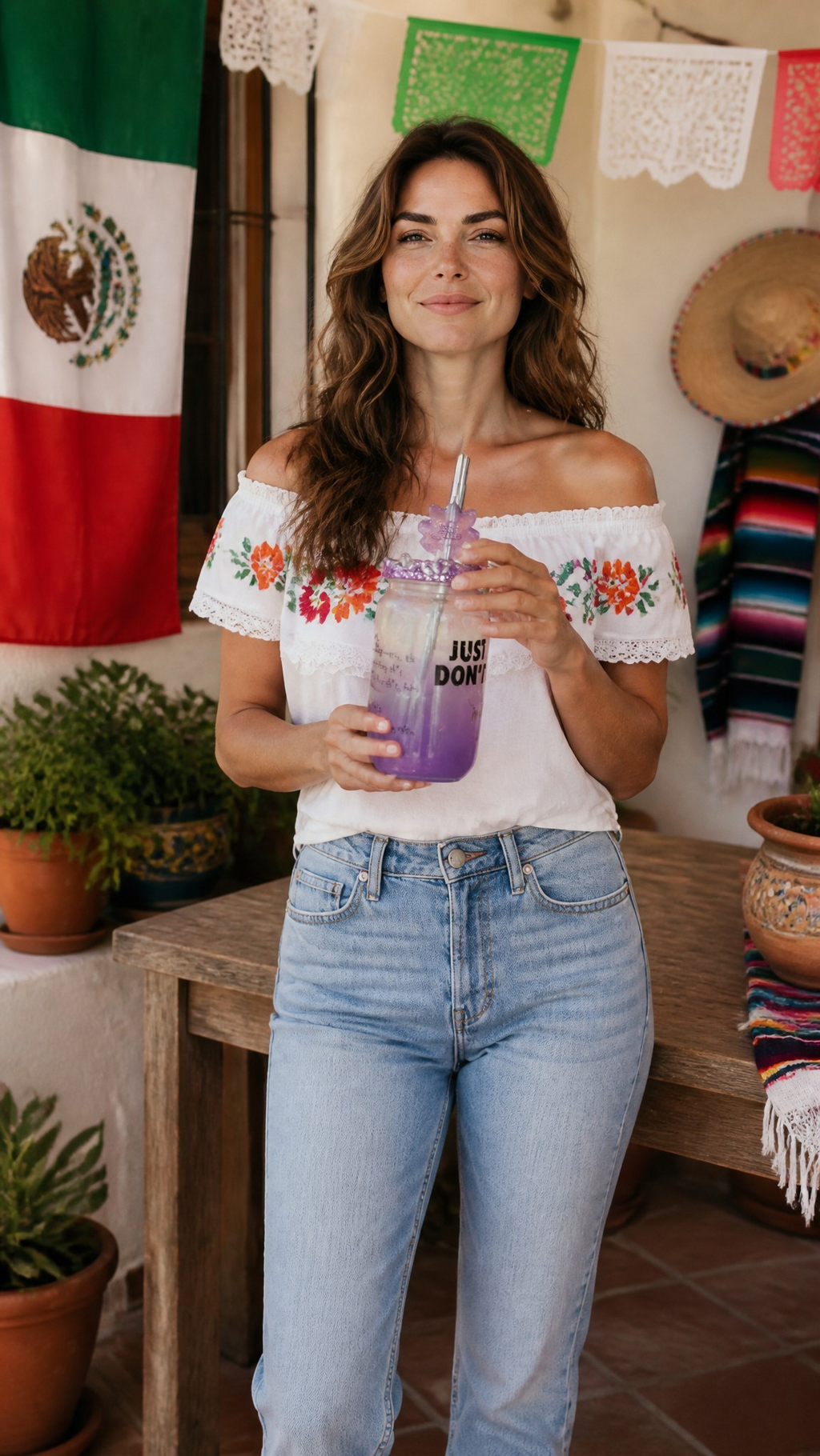 "ICE Out Of Our Neighborhoods" Purple Glitter Straw Topper