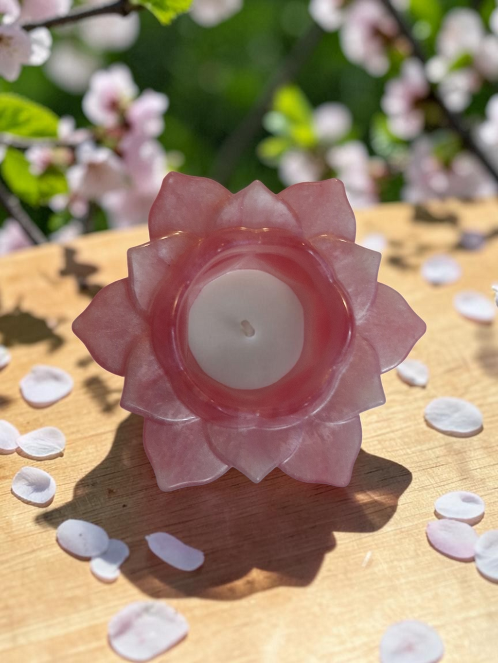 Handcrafted Pink Lotus Flower Resin Candle Holder