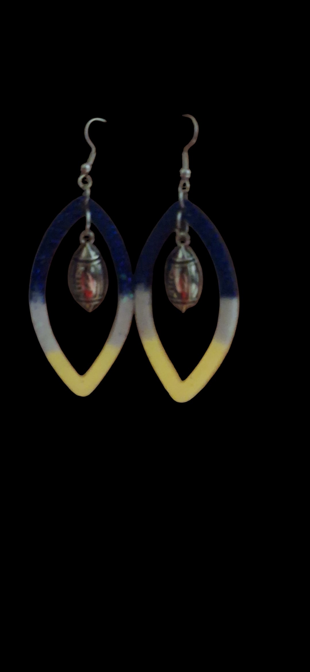 Chicago Football Spirit Resin Earrings | Navy & Orange Game Day Jewelry