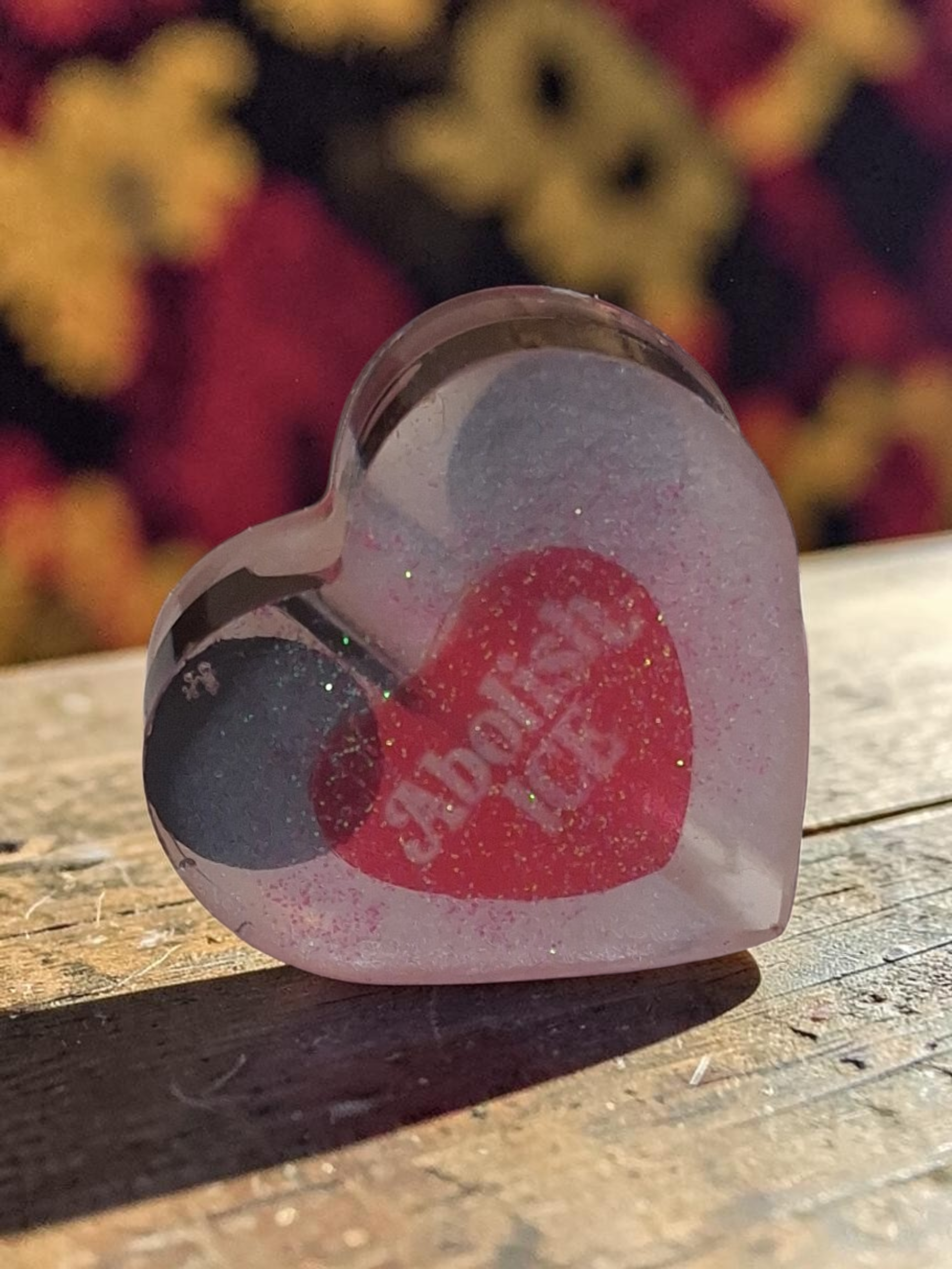 Heart Resin Straw Topper – "Abolish ICE" & "Come Back With a Warrant"