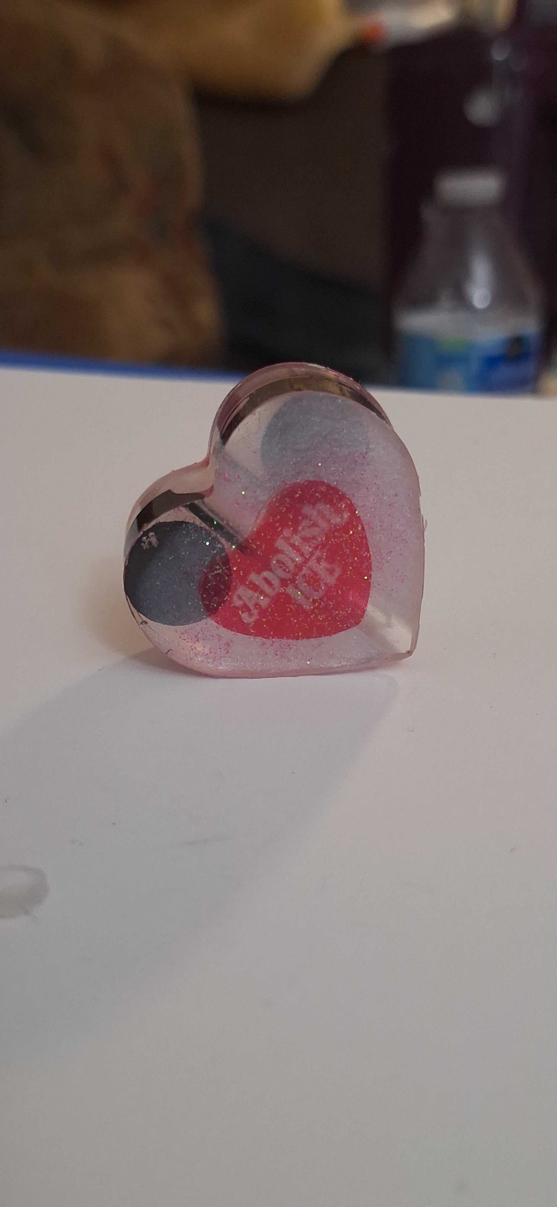 Heart Resin Straw Topper – "Abolish ICE" & "Come Back With a Warrant"