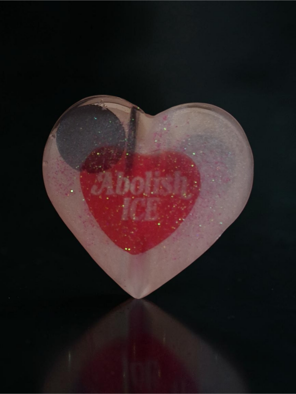 Heart Resin Straw Topper – "Abolish ICE" & "Come Back With a Warrant"
