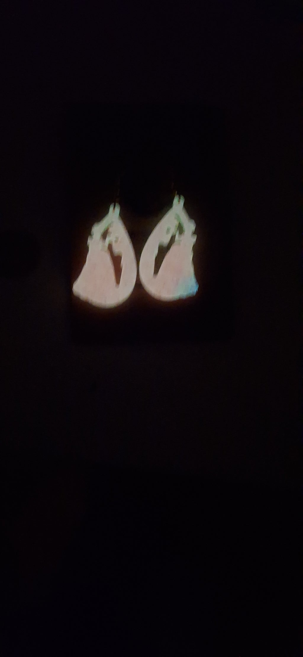 Midnight Romance Teardrop Earrings – Crimson Glitter & Glow-in-the-Dark Silhouette